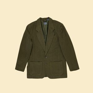 1990s olive green trench coat, size 12 vintage LizWear wool/poly womens jacket
